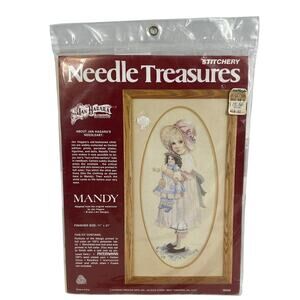 NEEDLE TREASURES Mandy Crewel Embroidery Kit Jan Hagara Girl Doll Art 11x21 NEW